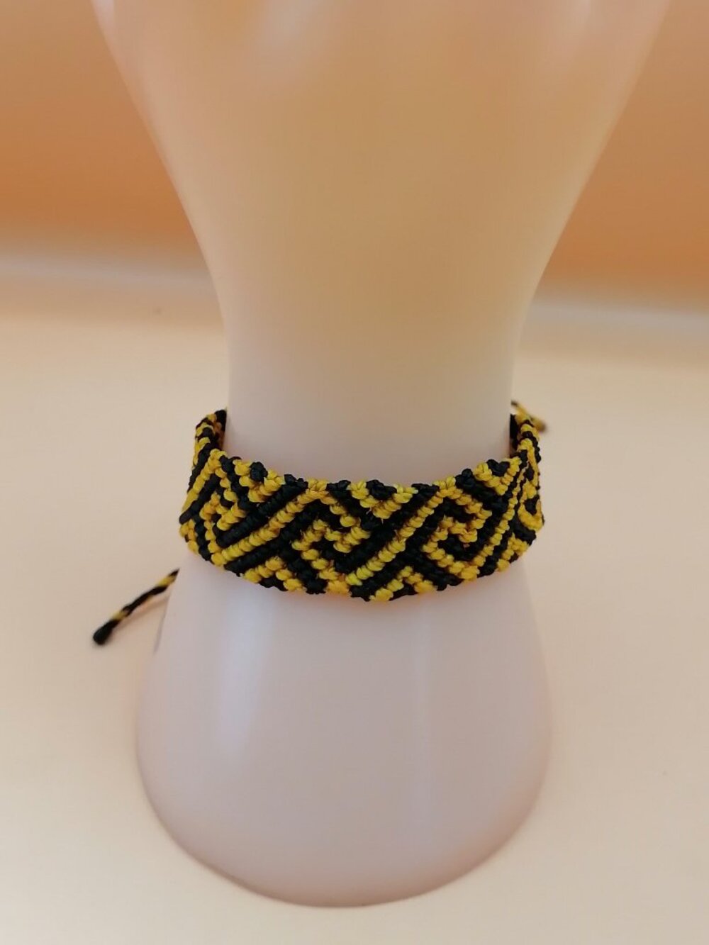 Macrame Bracelet Handmade Design Geometric Bracelet Black Yellow